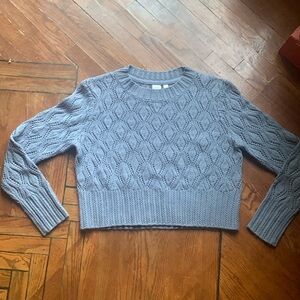 Twik Diamond Pattern Knit Crop Grey Sweater Small